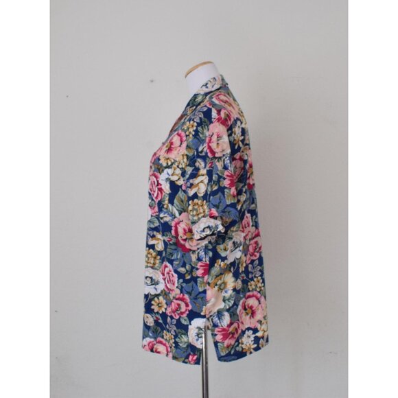 Vintage 90s Floral Rayon Blouse‎ | size M - Picture 2 of 10